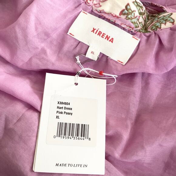 Xirena Hart Dress Pink Posy Block Print Cotton Silk Blend XL NWT - Picture 9 of 11